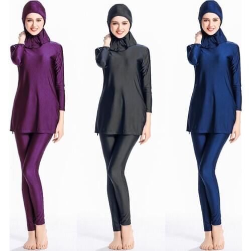 2019 Large Size S-4XL Swim Suit Women Stroje Kapielowe Solid Color Swimsuits for Full 3 PCS Ladies' Swimwear Slim Non-slip Mayo