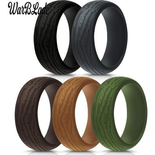 WBL New Fashion Men Bark pattern Silicone Rings Food Grade FDA Silicone Finger Rings Hypoallergenic Flexible Sports Rubber Bands