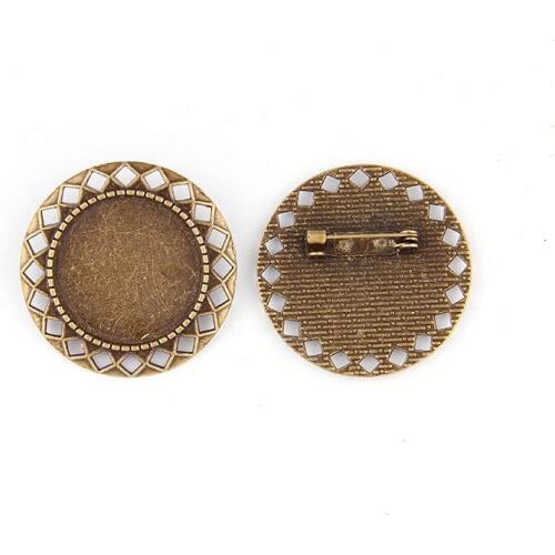 Fit 25mm Round Antique Bronze Pendants Setting Cabochon Cameo Base Tray Bezel Blank DIY Jewelry Findings