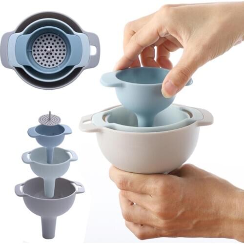 4-in-1 Multi-function Funnel Set Filter Oil Pot Kitchen Household Inverted Oil Funnel Sub-package Transfer Pp Wine Funnel