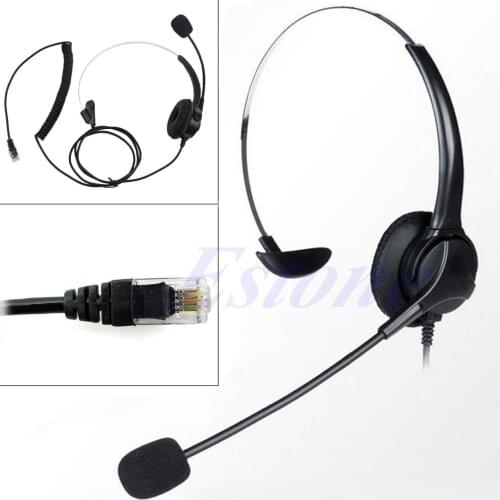 2021 New 4-Pin RJ11 Monaural Corded Operator Call Center Telephone Headset Headphone BK