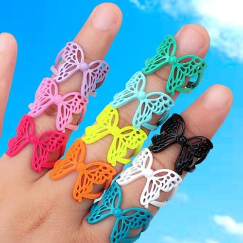 New INS Rainbow Copper Butterfly Rings for Women Y2K Jewelry Harajuku Charms Egirl Vintage Rings Fashion Friends Gifts Wholesale