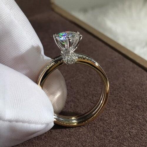 Rose Gold Silver Color Engagement Ring Classic Female White Zircon Bride Ring Luxury Crystal Round Stone Wedding Rings For Women