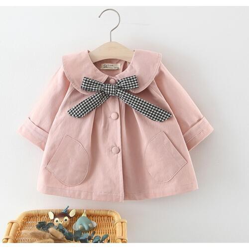 Baby Girl Coats Newborn Baby Clothes Autumn Winter Plaid Bow Coat Infant Toddler Clothes for Girls Clothing Outwear