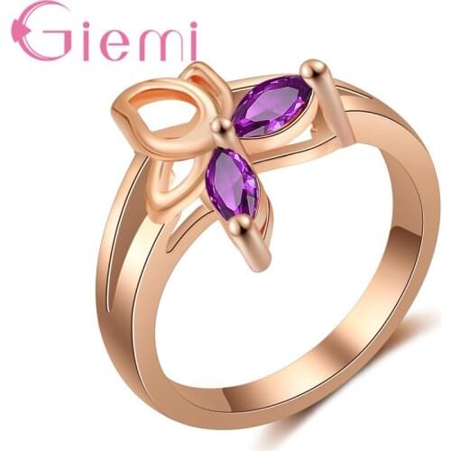 Simple Elegant Design Jewelry For Women Pave Purple Shiny AAA Cubic Zirconia Top Quality Wedding Ring Big Promotion Anel