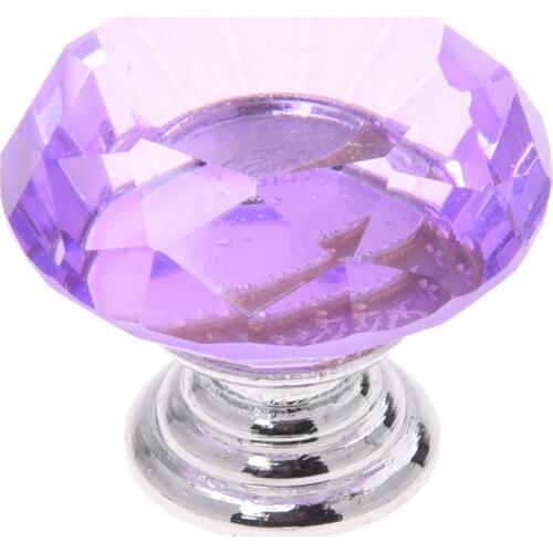 Handles door Crystal knobs cabinet drawer furniture closet Cabinet 30 mm Knob - purple