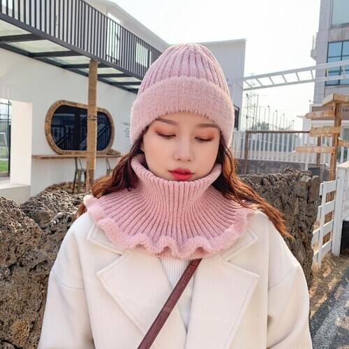 Winter Hat Womens Beanie Hats Thick Warm Skullies Winter Knitted Women Hat Letter Bonnet Beanie Cap Outdoor Riding Hat Scarf Set