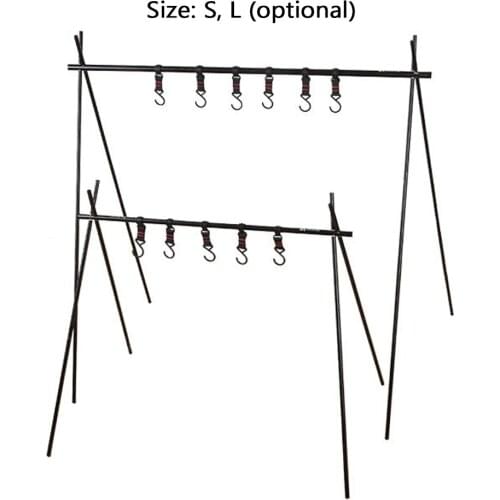 ShineTrip Outdoor Camping Hanging Rack Aluminum Alloy Cookware Tent Shelf Folding Clothes Hanger Triangle Rack with 6 Hook