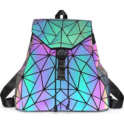 Geometric luminous backpack drawstring bag student stationery textbook storage bag fashion leisure bag