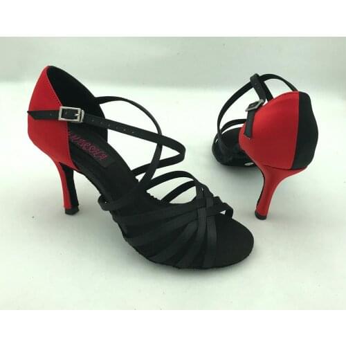 Comfortable womens latin dance shoes ballroom shoes salsa tango shoes dark tan satin professional 6201B-BR