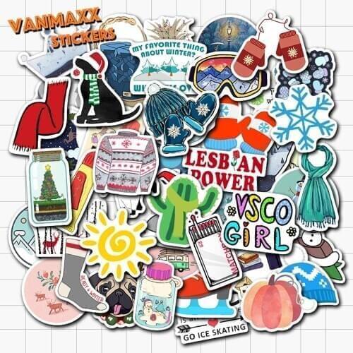 VANMAXX 50 PCS Cute INS VSCO Style Christmas Winter Elements Stickers Waterproof Vinyl Decal for Laptop Helmet Bicycle Luggage