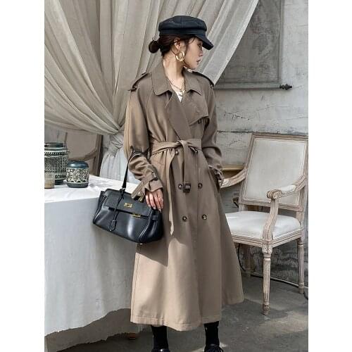 Windbreaker womens new autumn clothes in 2021 are fashionable Loose medium long coats have high sense of drape