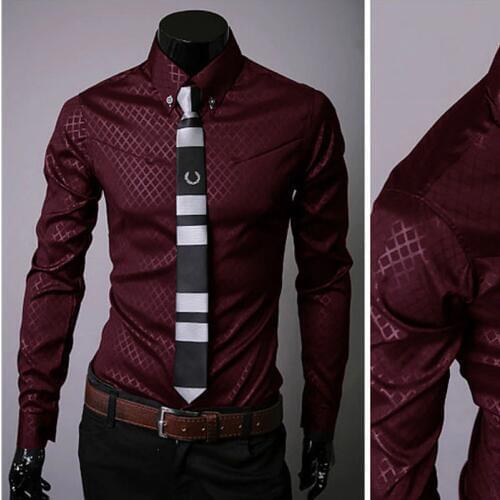 High quality 2020 Fashion Spring Autumn 5 Color Mens Casual Diamond lattice Slim Stylish Long Sleeve Dress Shirts plus size 5XL