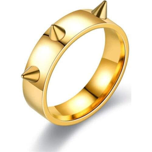 Stainless Steel Defensive Rings Punk Rings Hip Hop Style 3 Spiked Rivet Cone Coyotes Ring for Women Emergency Defense Jewelry