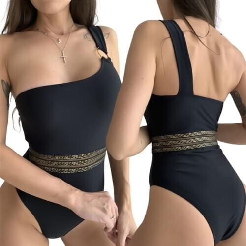 Women Sexy One Piece Swimsuit One-shoulder Sexy Backless Swimsuit Slim Stretch Bikini Beach Holiday Bathing Clothes