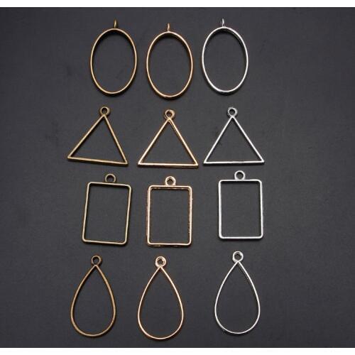 10Pcs Geometric Hollow Square Pressed Flower Frame Pendant Resin Jewelry Making