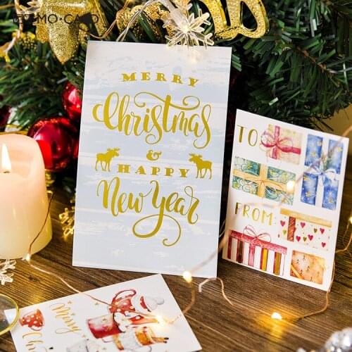 12pcs/pack Cute Merry Christmas Tree Bear Postcards Greeting Cards Message Cards Wishing Cards Stationery Christmas Gifts