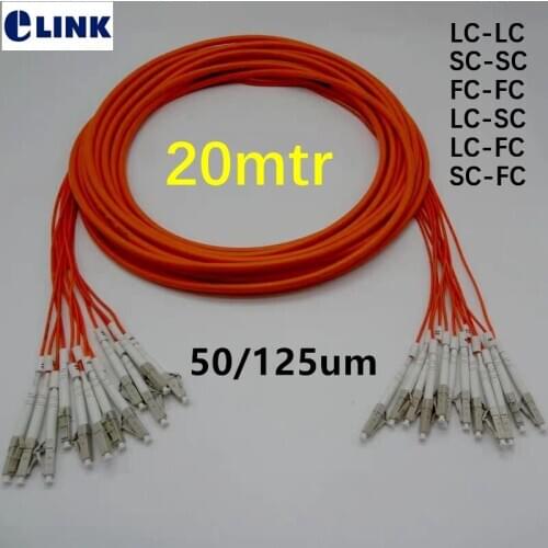 12 core 20M Patchcord LC-LC SC-SC LC-SC FC-FC LC-FC SC-FC MM 50/125um ftth Breakout 2.0mm LC SC FC optical fiber jumper ELINK
