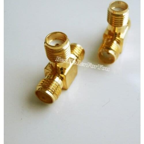 1Pcs SMA Connector Female To Two SMA Connector Female Triple T RF Adapter Connector 3 Way Splitter