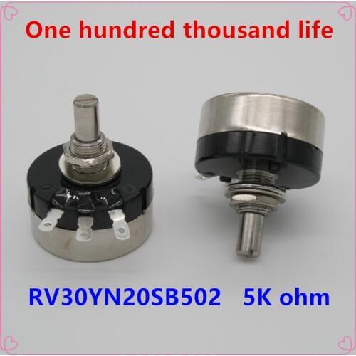 2pcs RV30YN20S B502 3W , 5k ohm Adjustable Resistance of Single Ring Carbon Film Potentiometer