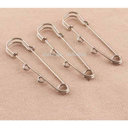 20pcs/lot 63mm safety pins silver color Brooch Pins shawl pins with loop for earring garment decoration