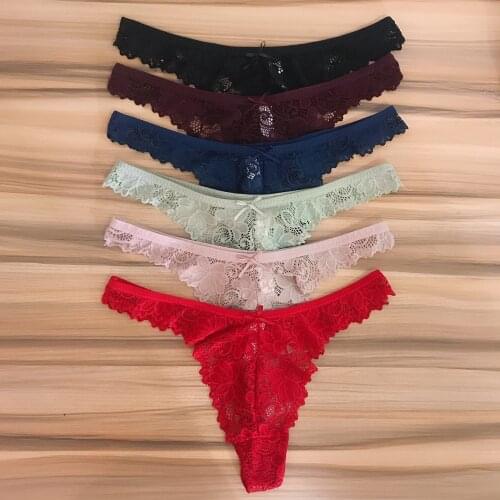 3 Pieces a Pack Ladies Lace Thong Panties Women G Strings Sexy Lingerie Femme Transparent Underwear For Female Solid Tanga Mujer