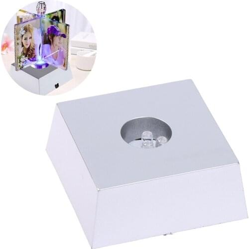 3 LED Colorful Luminous Base Light Laser Rotating Crystal Display Base Stand Holder Glass Transparent Objects