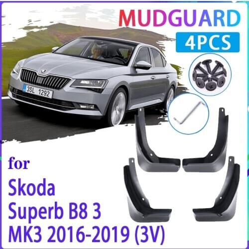 4 PCS Car Mud Flaps for Skoda Superb B8 3 MK3 3V 2016~2019 Mudguard Splash Guards Fender Mudflaps Auto Accessories