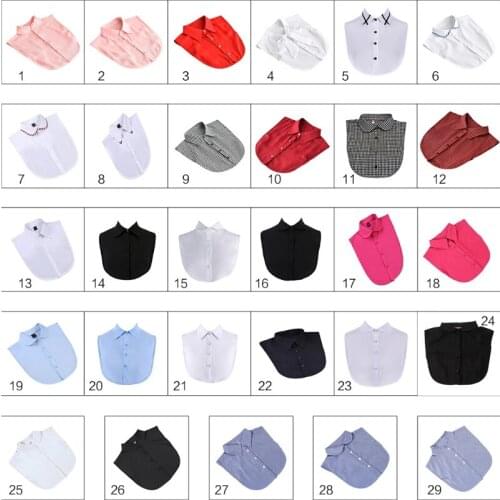 40GC 29 Styles Womens Detachable Fake False Collar Solid Color Retro Plaid Check Chiffon Half Shirt Blouse Adjust Clothes