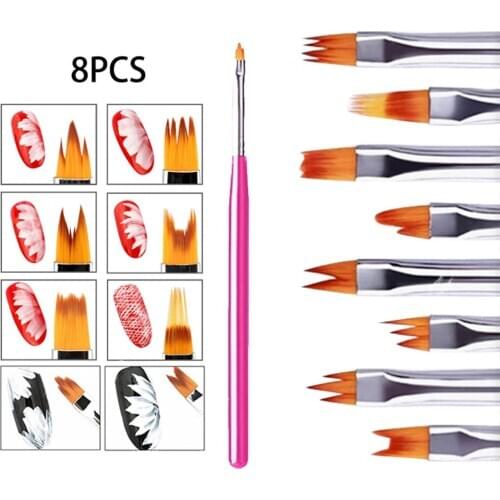 8pcs Nail Bloom Flower Nail Art Brush Pen Gel UV Nail Painting Flower Drawing Pen NIN668