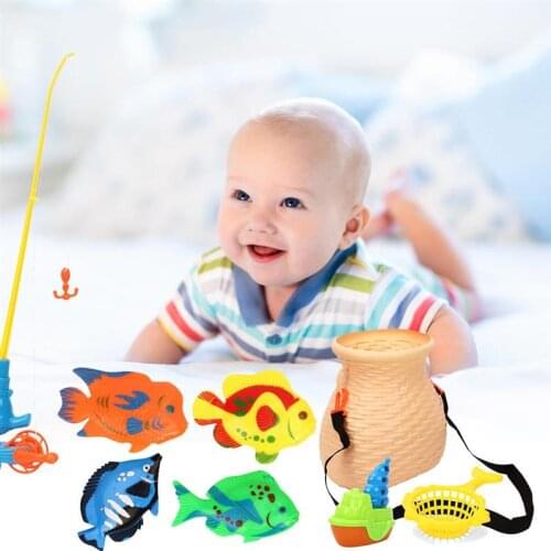 9 Pcs/Set Induction Duck Fishing Game Bath Toy Pond Pool Toy Bathing Toys Kid Educational Preschool Toy