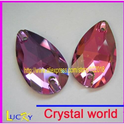Free shipping 11*18mm,17*28mm sew on crystal 3065 rainbow color drop shape hot sell very shine and high quality