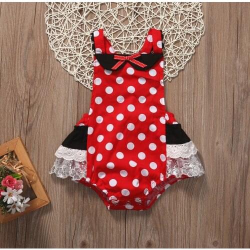 Newborn Baby Girls Red Dot bodysuit Jumpsuits Outfits Sunsuit Clothes