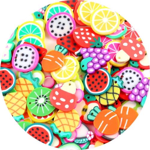 Fruit Beads Flakes Clay 50Pcs/lot 20mm Beads Mixed Color Polymer Clay Spacer Beads For Jewelry Making DIY Accessories