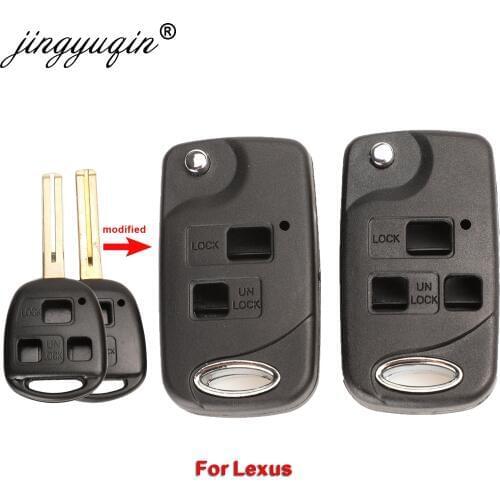 Jingyuqin 2/3 Buttons Flip Remote Key Shell Case For Lexus RX300 SC430 GX470 LS400 GS300 ES330 LX470 Modified Fob Key Cover