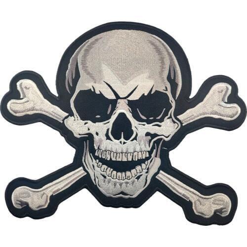 Skull Bones Motorcycle Patch Biker Sticker Iron Skull Biker Vest Patch Applications for Clothing Back Rock and Punk Badge Iron