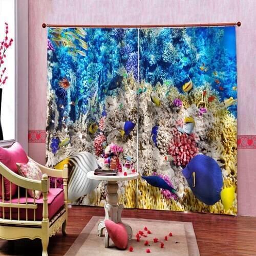 Photo Custom 3 D Underwater World Dolphin Cartoon Children Curtain For Living room Bedroom Blackout Window Drapes Sets