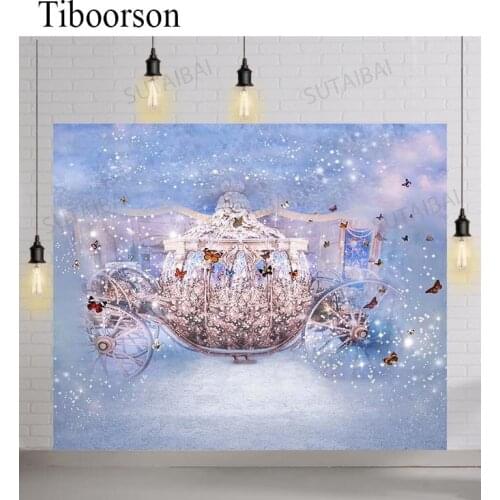 Birthday Photography Background Fairy Tale Vintage Carriage Butterfly Backdrops for Photo Studio Child Portrait Custom Poster