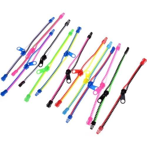 Hot sale 10pcs/lot Metal Zipper Bracelet Fluorescent Neon Creative Gifts Fashion Zip Bracelet Bangles