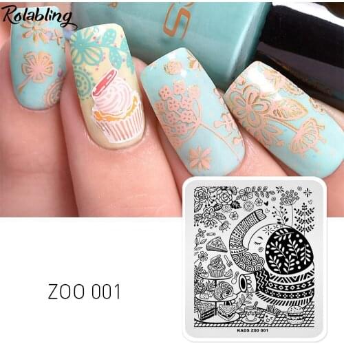 Rolabling 1PC 7cm*8cm Cute Food Various Series Nail Art Stamping PlateTemplate DIY Image Stencil Beauty Tools Nail Stamp Polish
