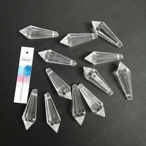 Camal 60pcs 48MM Acrylic Crystal Long Cone Pendant Prisms Chandelier Curtain Wedding Party Lamp Christmas Tree Hanging Parts DIY