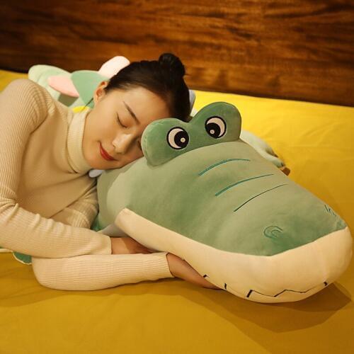 Nice Cute Big Size Lying Crocodile Plush Pillow Mat Plush Crocodile Soft Stuffed Animal Toy Cartoon Plush Dolls Kids Girl Gift