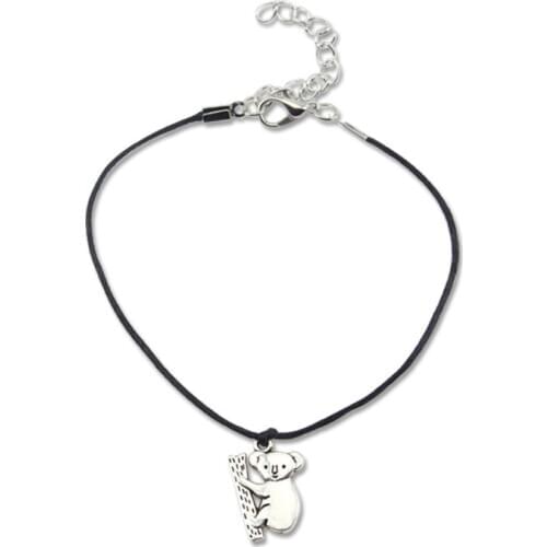 Small Size Koala Bear Pendant Bracelet Black Rope Charm Bracelet For Lovely Women Girls Jewelry Fashion Gifts