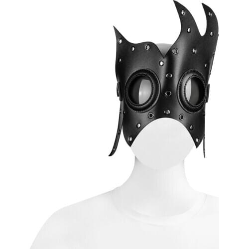 Unisex Adult Black PU Leather Masquerade Party Role Playing Game Vintage Props Gothic Steampunk Halloween Mask Carnival Wear