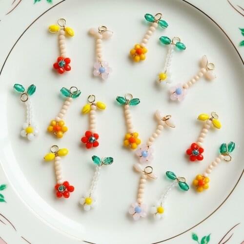 Retro cute flower earrings pendant ins handmade bead string DIY jewelry accessories material package