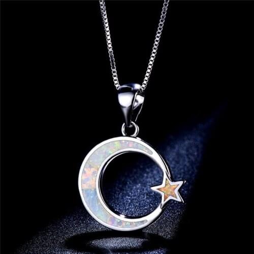 Fashion Cute Moon Star Pendant Necklace Famale Chain Necklace Alloy Wedding Jewelry For Women Best Gift