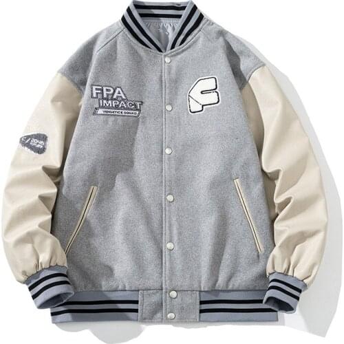 2021 Leather Sleeve Jacket Men Bomber Baseball Jacket Pu Coat Faux Pilot Fleece College Top Leather Black Slim Fit Motorcycle