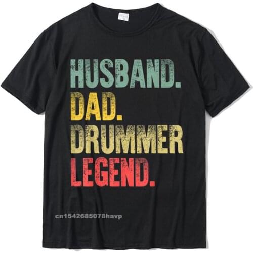 Mens Vintage Gift T-Shirt Husband Dad Drummer Legend Retro T-Shirt Printed Tops T Shirt For Men Funny Cotton T Shirt Printed On