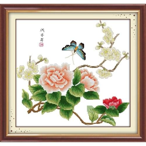 Beautiful garden cross stitch kit flower 18ct 14ct 11ct count printed canvas stitching embroidery DIY handmade needlework