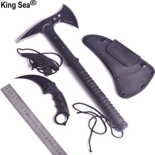 Outdoor Axe and Claw Knife Set Tactical Tomahawk Practical Axe and Karambit Neck Knife set Camping Hatchet CSGO Knife
